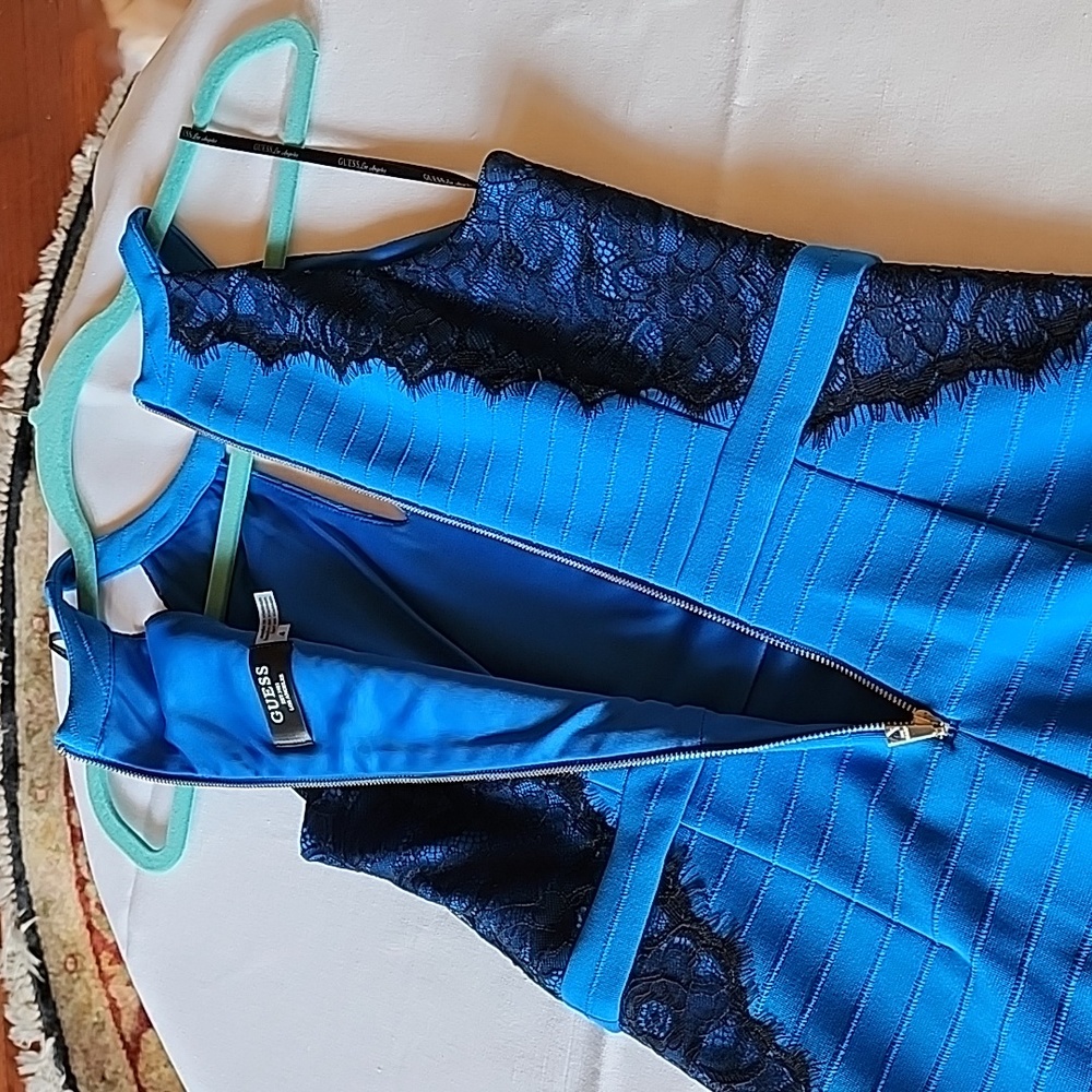 Guess Mini Dress ๐ size 4 Blue color-black lace - Picture 12 of 17